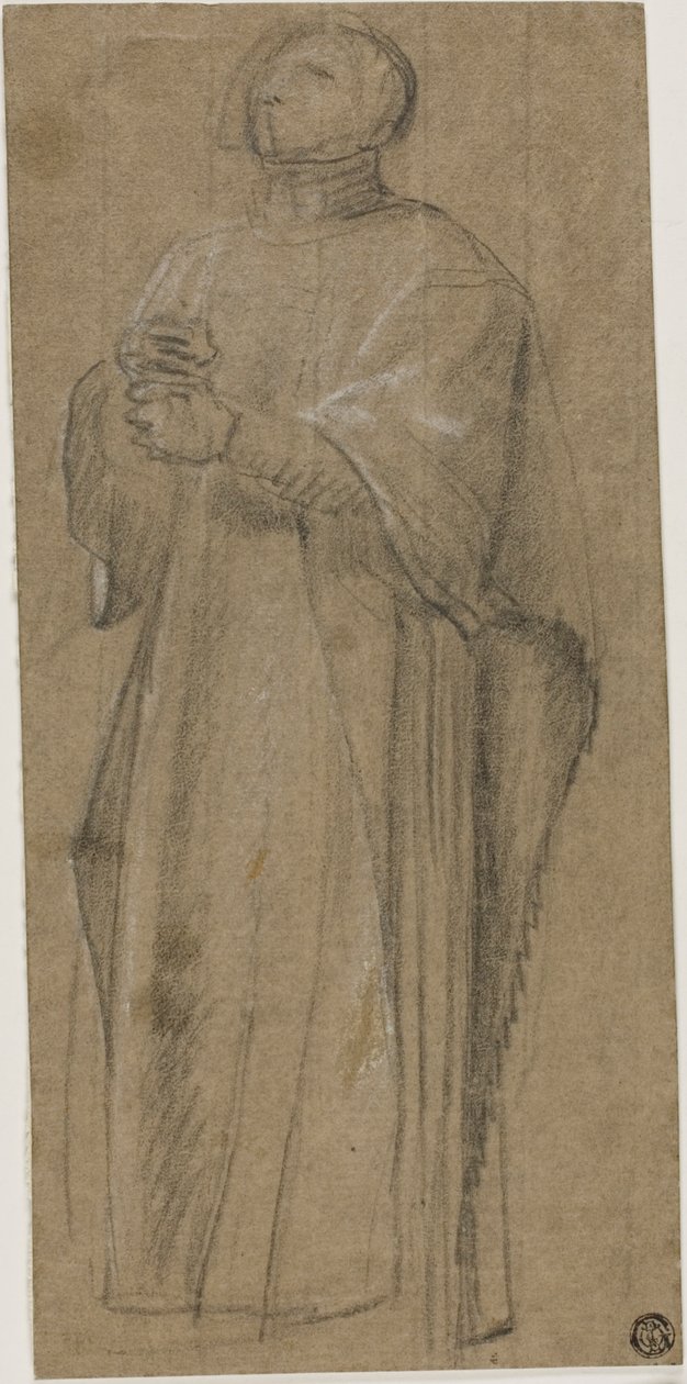 佩戴法杖的牧师研究 作者 Eustache Le Sueur