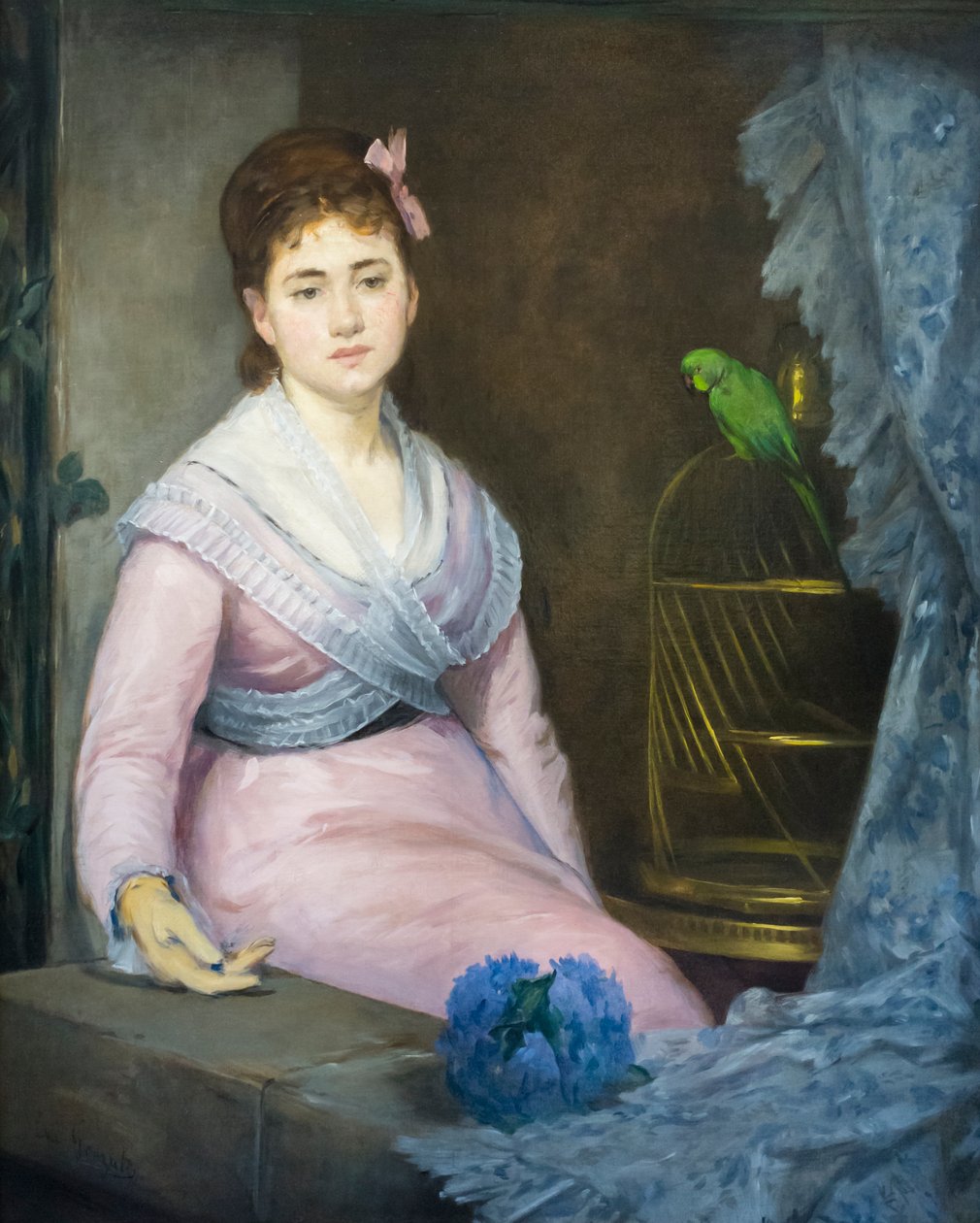 惰性，c。 1871-1872（布面油画） 作者 伊娃·冈萨雷斯（EvaGonzalès）