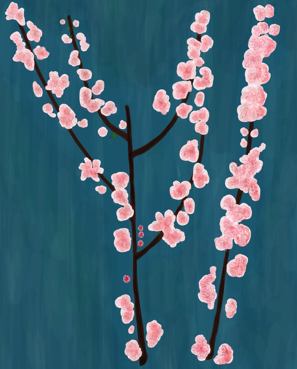 樱花树枝，布鲁克林（数字艺术） 作者 埃文·斯克拉