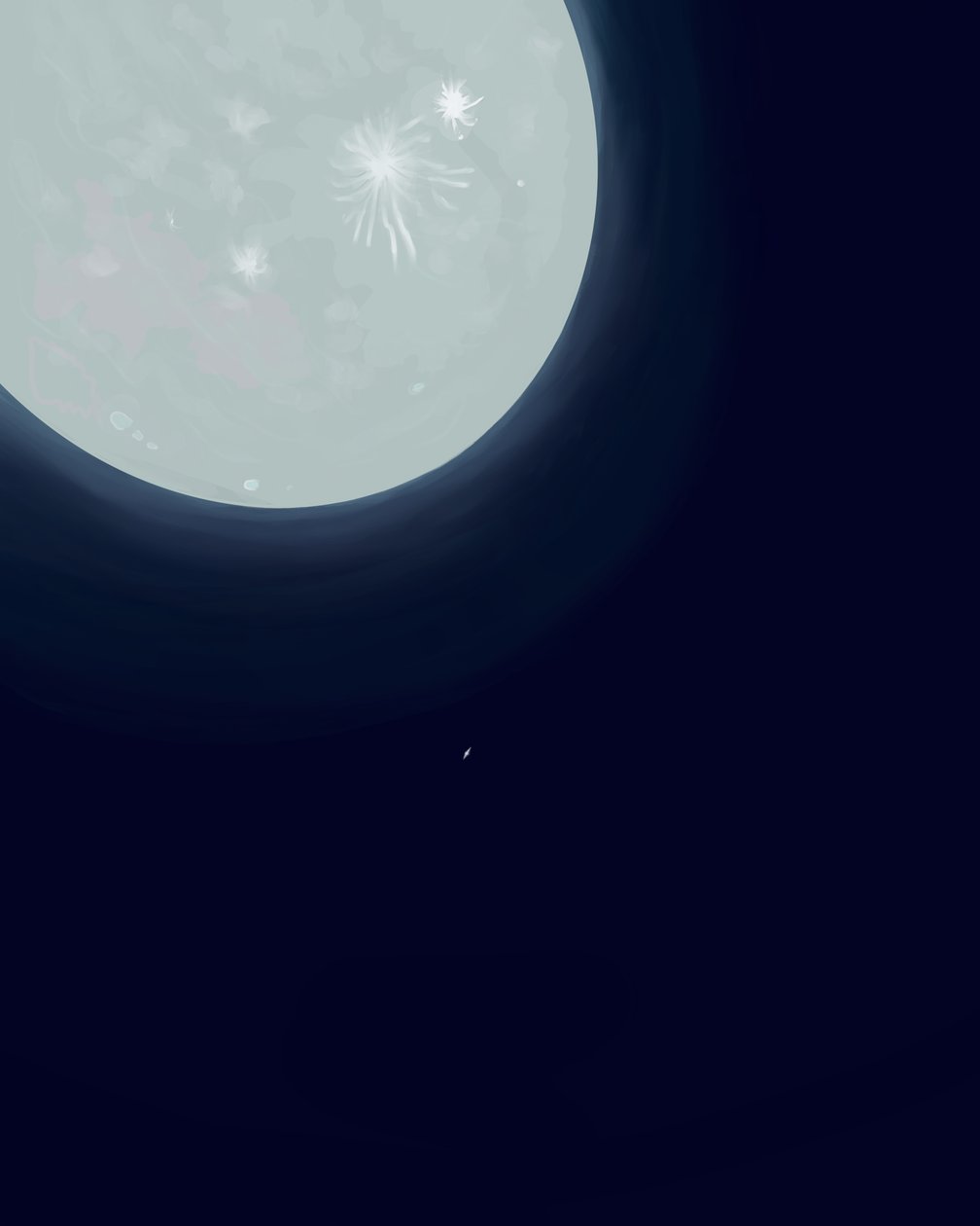 月亮和土星，约 2020-24 年（数字艺术） 作者 埃文·斯克拉