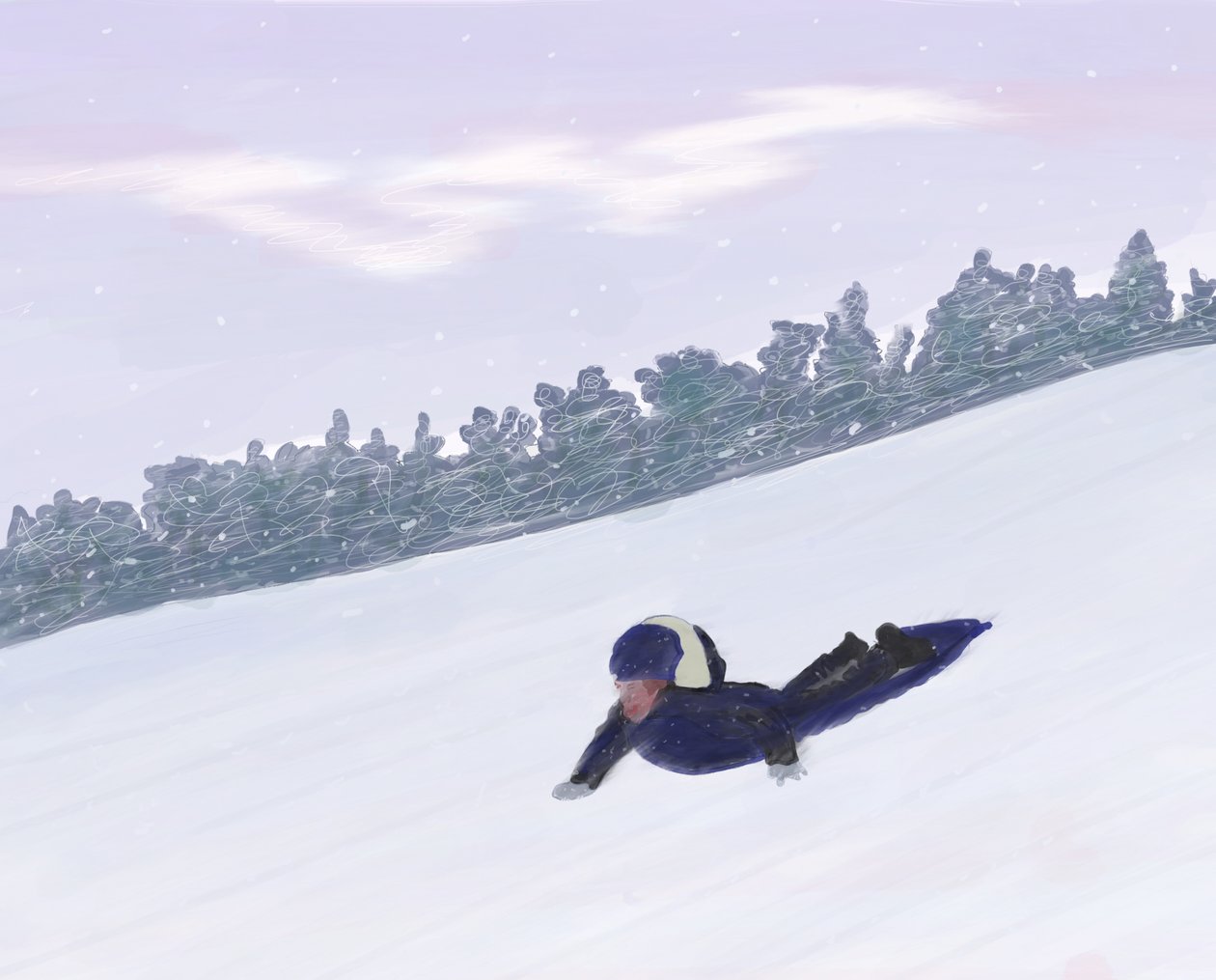 雪橇，哈德逊山谷（数字艺术） 作者 埃文·斯克拉