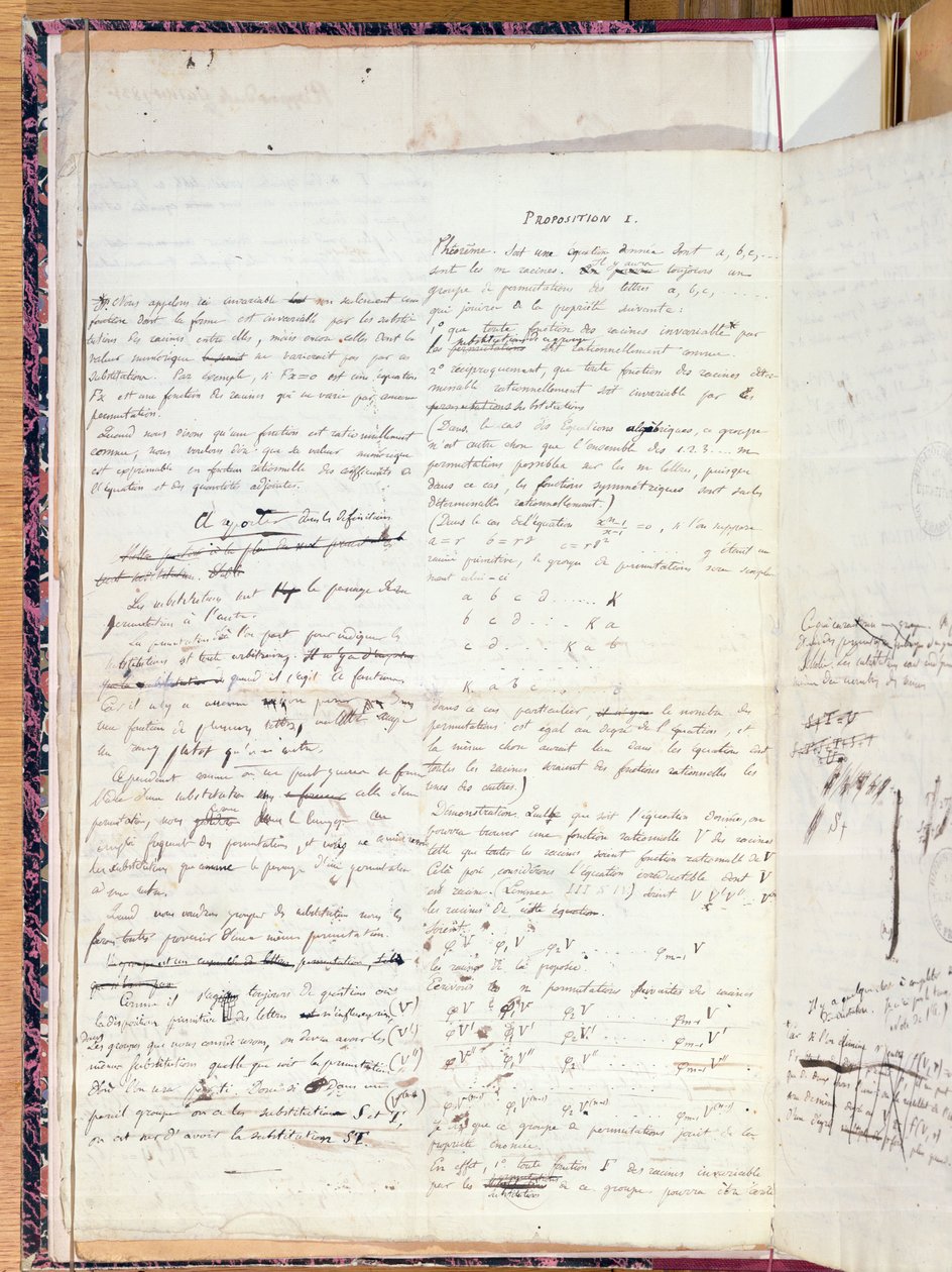 2108年提案I，来自“关于激进方程的可解性条件的备忘录”，1732年 作者 Evariste Galois