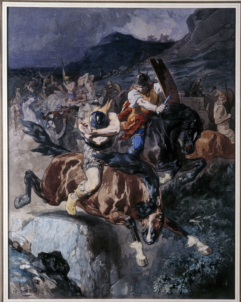 法郎骑兵之战（水彩） 作者 Evariste Vital Luminais