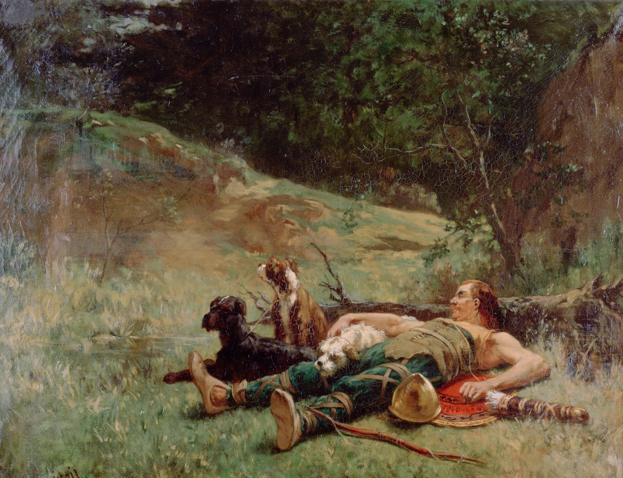 其余的猎人与狗，c1842-1896 作者 Evariste Vital Luminais