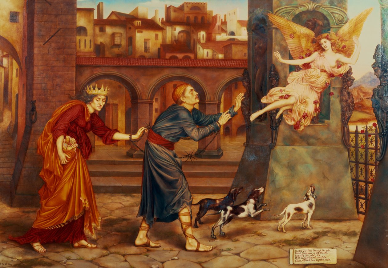 1897年，城市的盲目和贪婪追逐欢乐 作者 伊夫林·德·摩根（Evelyn De Morgan）