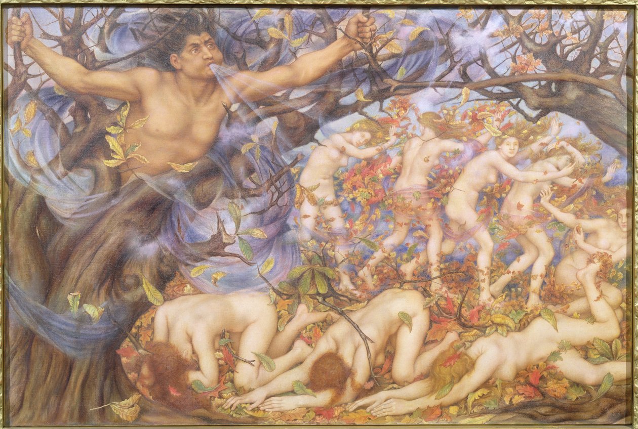 Boreas和落叶 作者 伊夫林·德·摩根（Evelyn De Morgan）