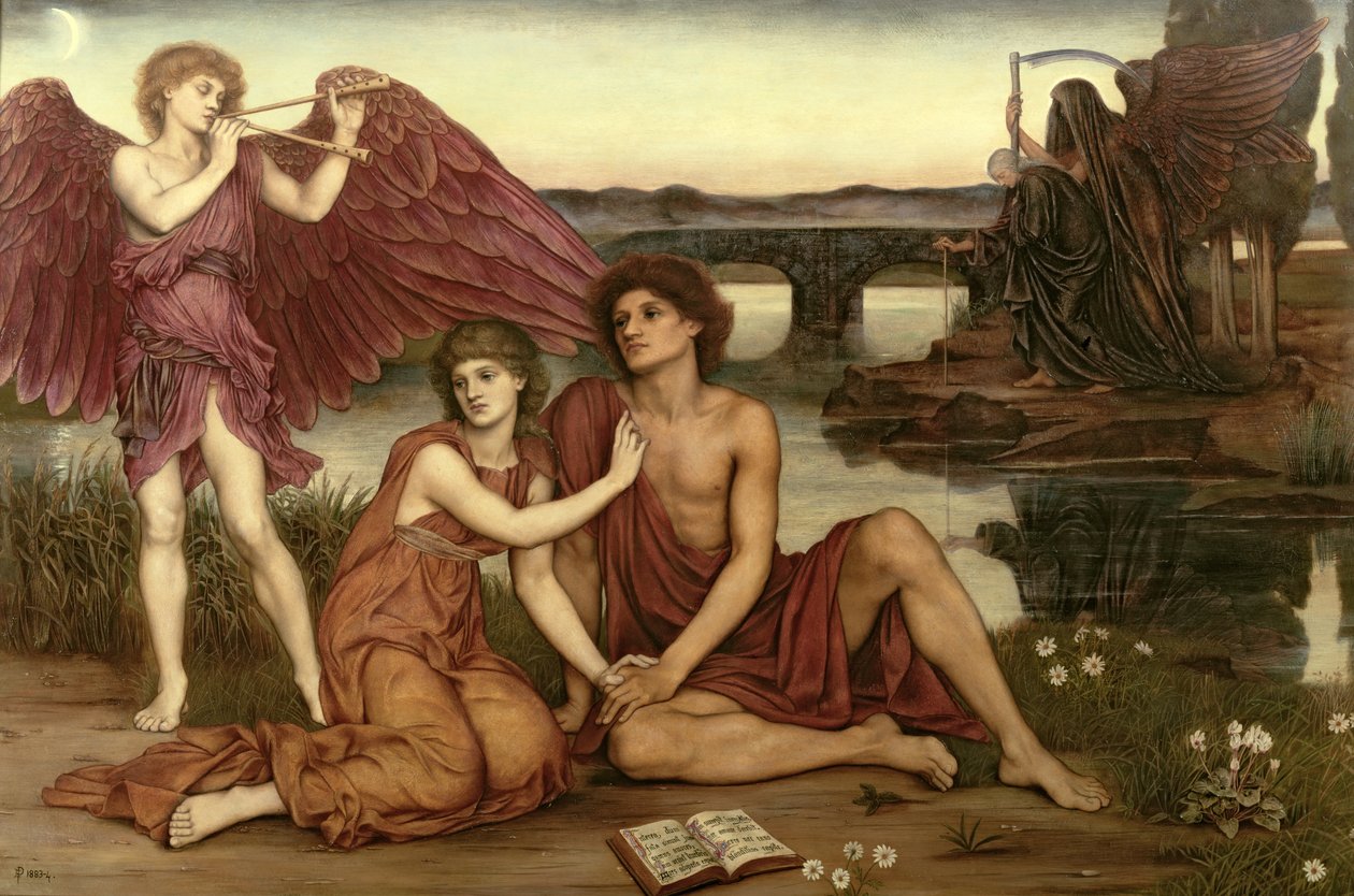 爱情的传递，1883-84 作者 伊夫林·德·摩根（Evelyn De Morgan）