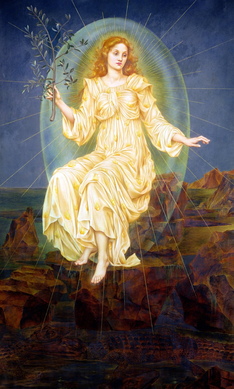 光在黑暗中，1895年 作者 伊夫林·德·摩根（Evelyn De Morgan）