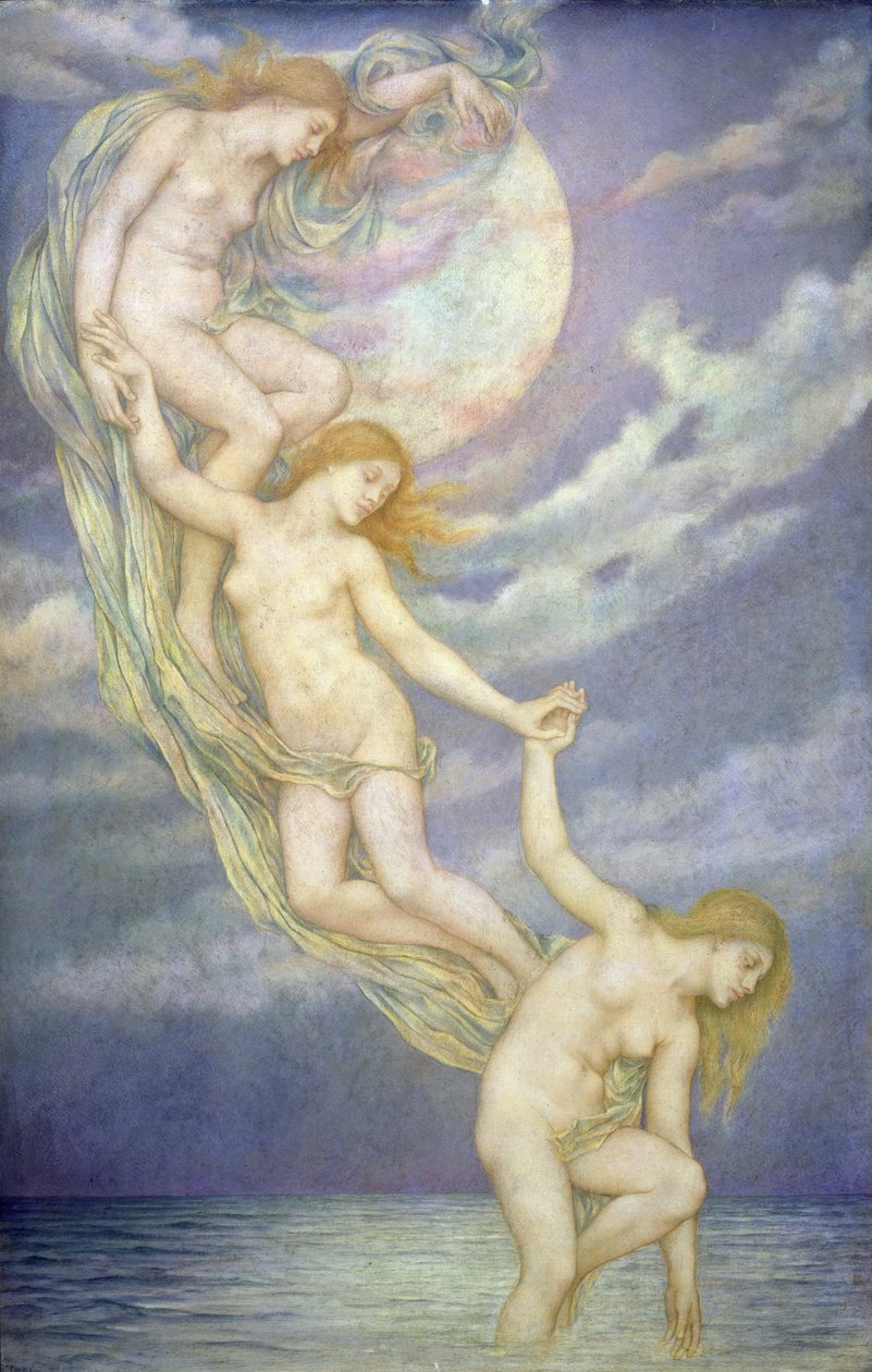 Moonbeams浸入海中 作者 伊夫林·德·摩根（Evelyn De Morgan）