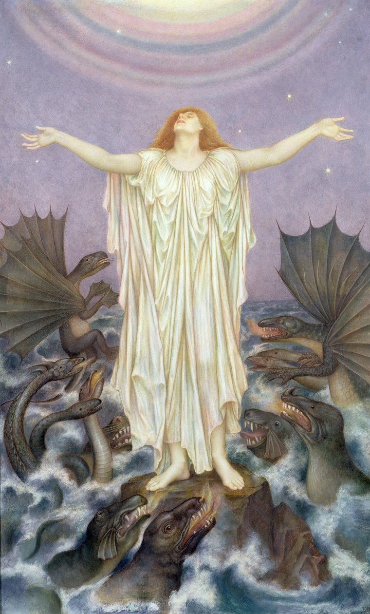 SOS（canva上的油） 作者 伊夫林·德·摩根（Evelyn De Morgan）