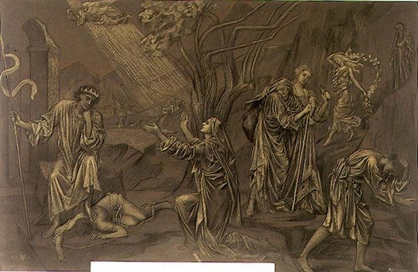 阴影之谷》，约1899年（粉彩、粉笔画在纸上）。 作者 伊夫林·德·摩根（Evelyn De Morgan）
