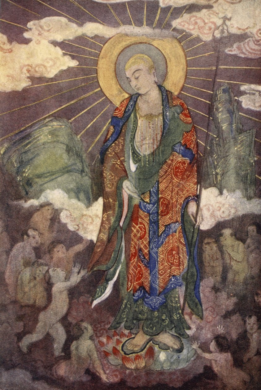 地藏菩萨，儿童之神，艾米·克鲁斯《神话之书》中的插图 作者 伊芙琳·保罗