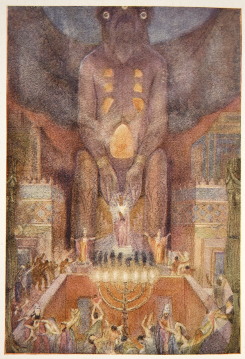 《向贝尔献祭》，刘易斯·斯彭斯《巴比伦和亚述神话与传说》卷首插画 作者 伊芙琳·保罗