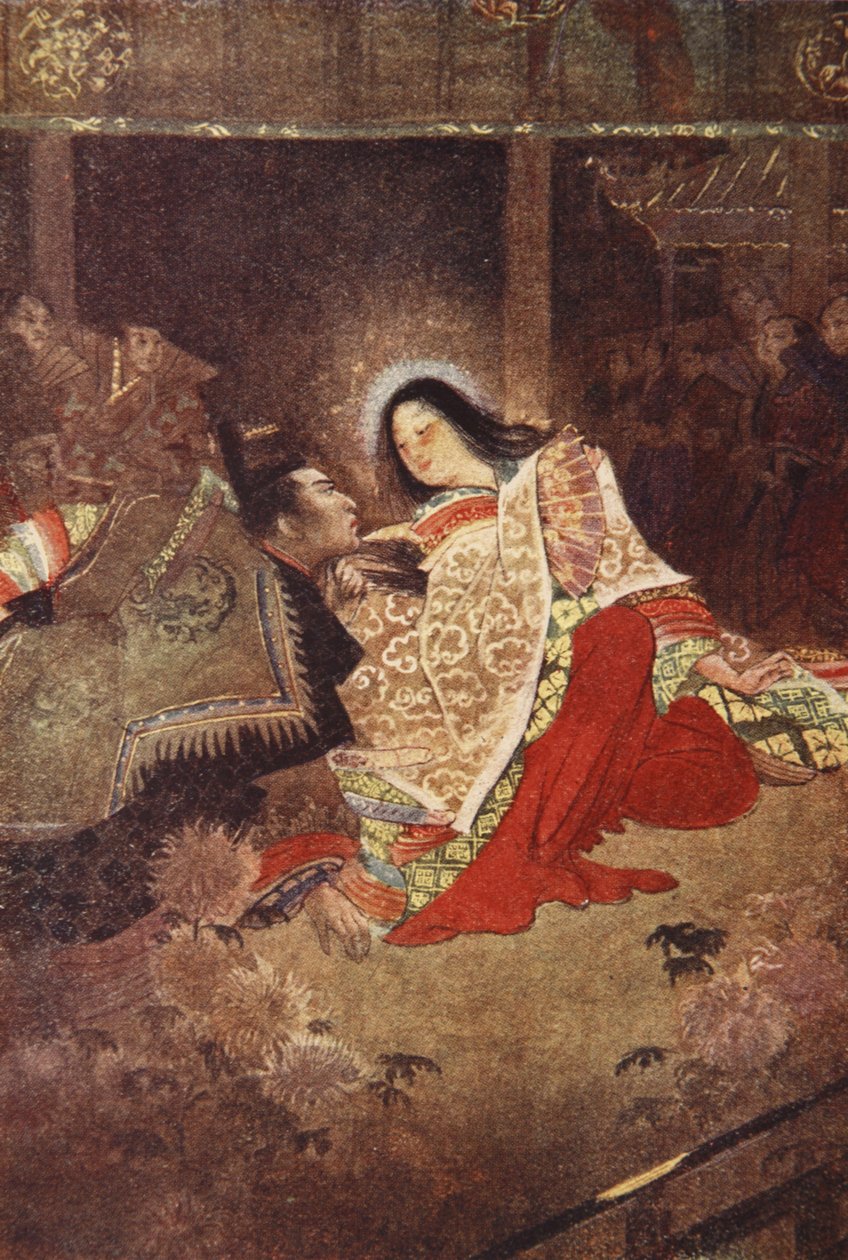 天皇和珠宝少女》，插图选自 F-哈德兰德-戴维斯的《日本的神话和传说 作者 伊芙琳·保罗