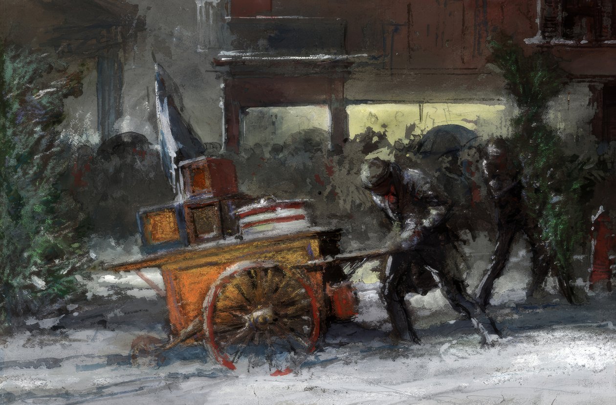 纽约市，圣诞节的第 14 街 作者 Everett Shinn