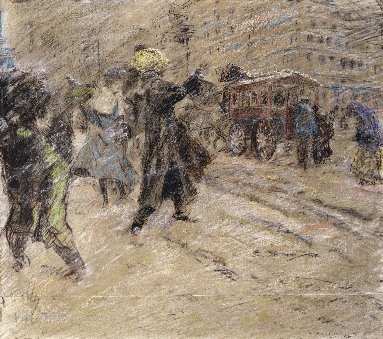 暴风雪，纽约麦迪逊广场 作者 Everett Shinn