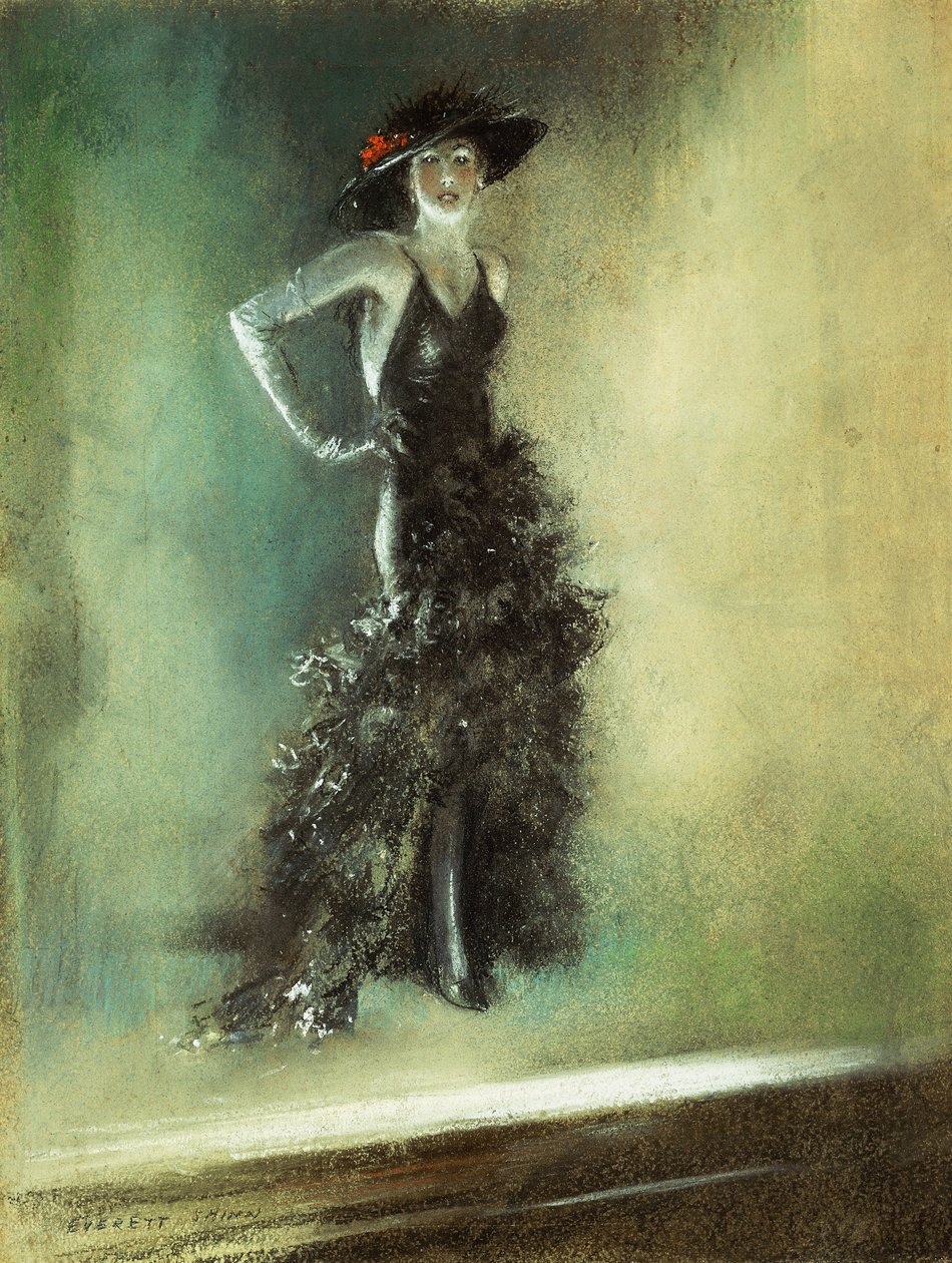 舞台 - 黑色礼服 作者 Everett Shinn