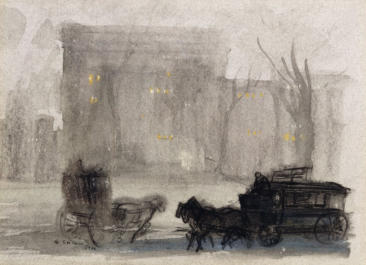 纽约景观 - 华盛顿广场 作者 Everett Shinn