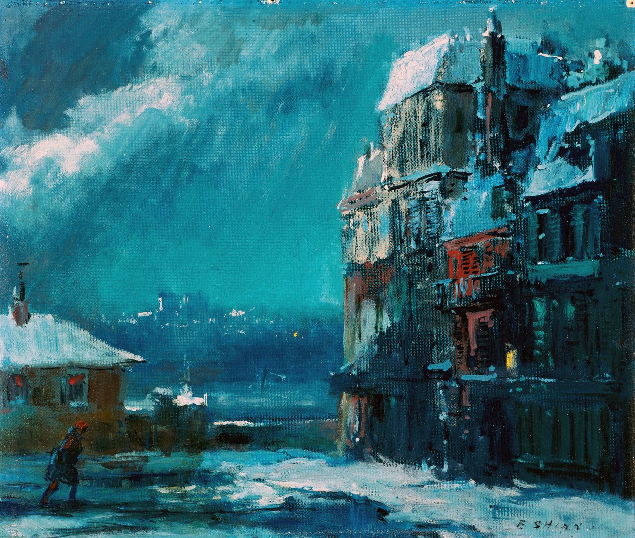 冬夜，巴黎（木板油画） 作者 Everett Shinn