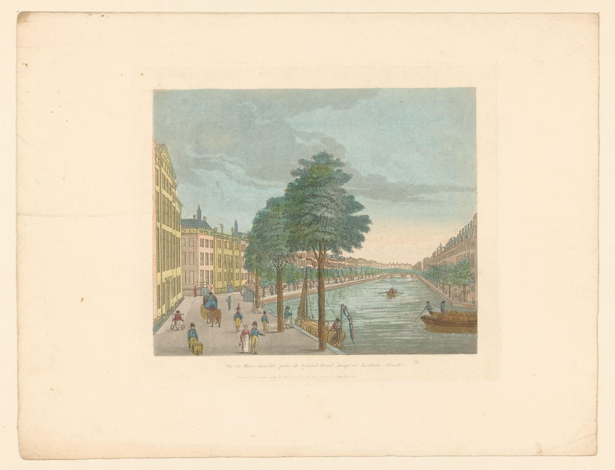阿姆斯特丹 Spiegelstraat 附近的绅士运河 (Herengracht) 景观 Vue du Heere-Gracht，Spiegel-Straat jusqu