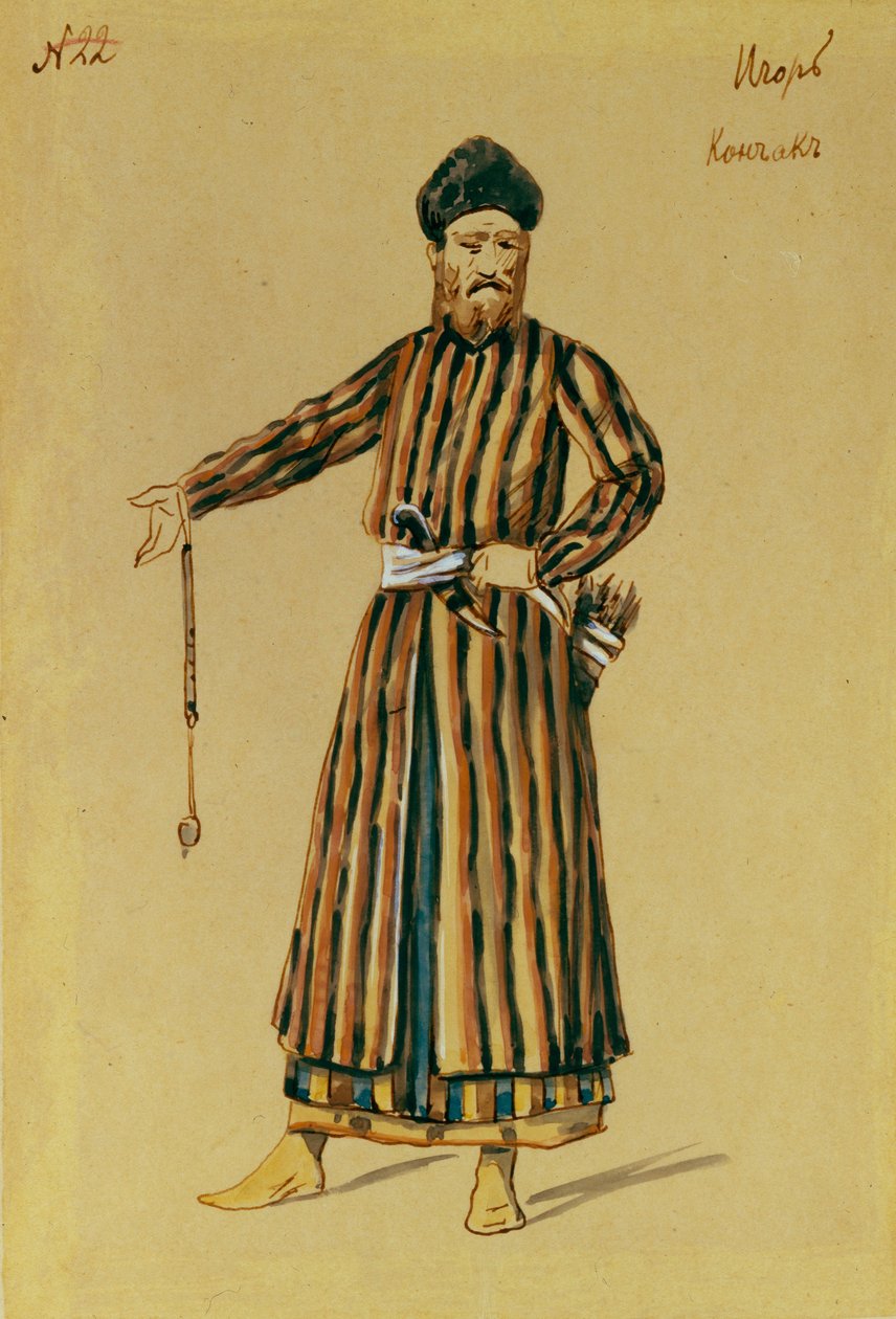 阿-鲍罗廷的歌剧《伊戈尔王子》的服装设计，1890年 作者 叶夫根尼·彼得罗维奇·波诺马列夫