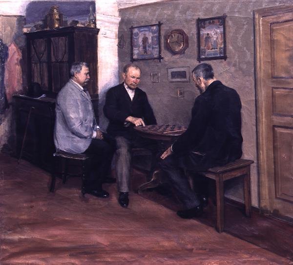 国际象棋比赛（布面油画） 作者 叶夫根尼·伊奥西波维奇·布科维茨基