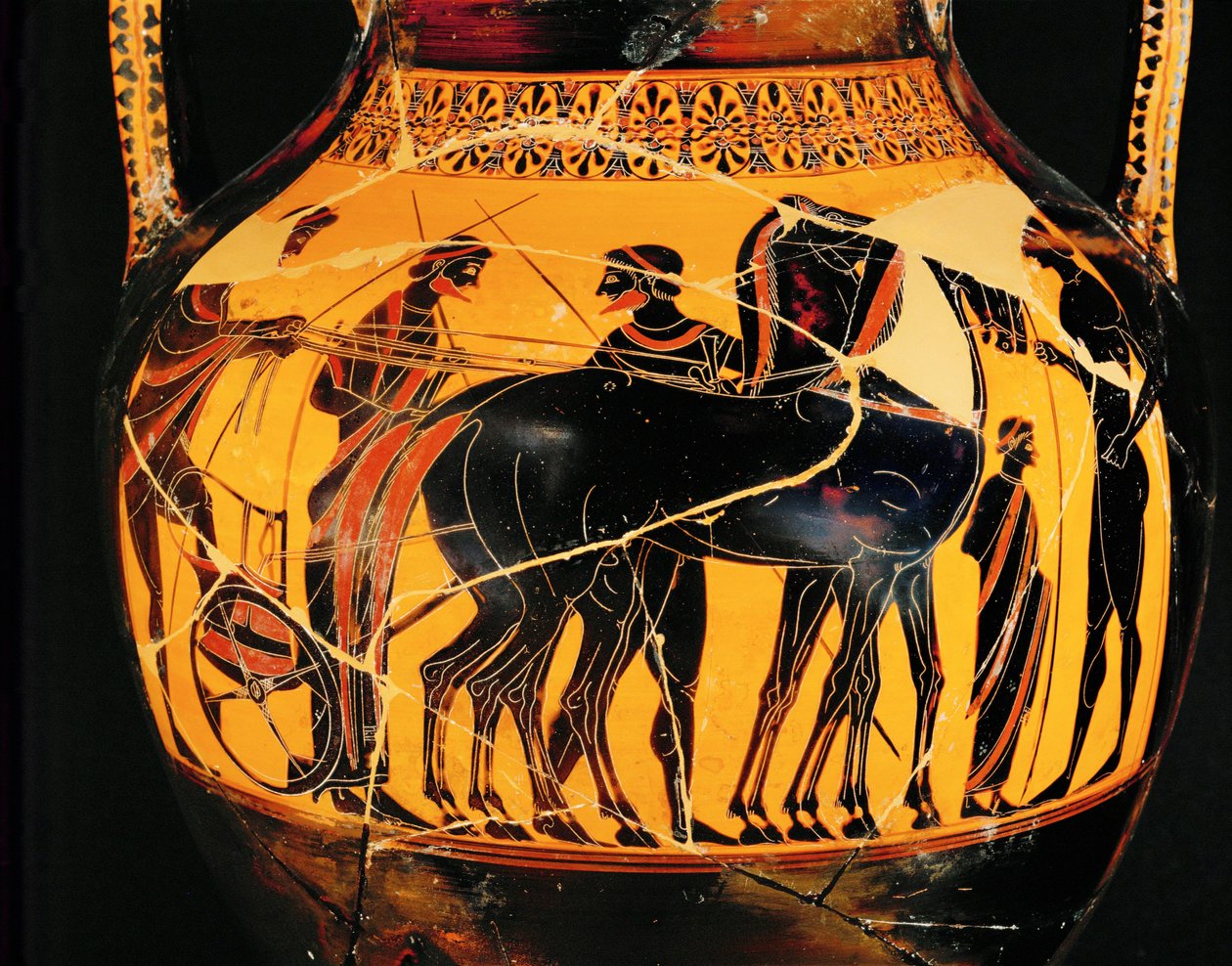 战士乘坐战车离开 ... 作者 Exekias Exekias