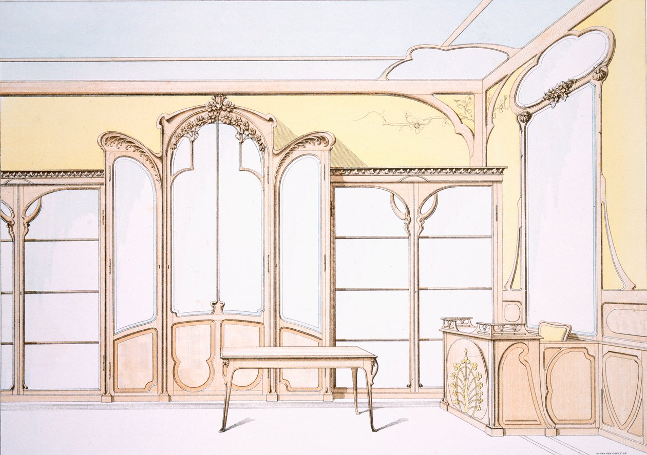 时装店的室内设计，插图来自&39;Menuiserie d&39;Art Nouveau&39;出版于1900年 作者 巴拉巴斯