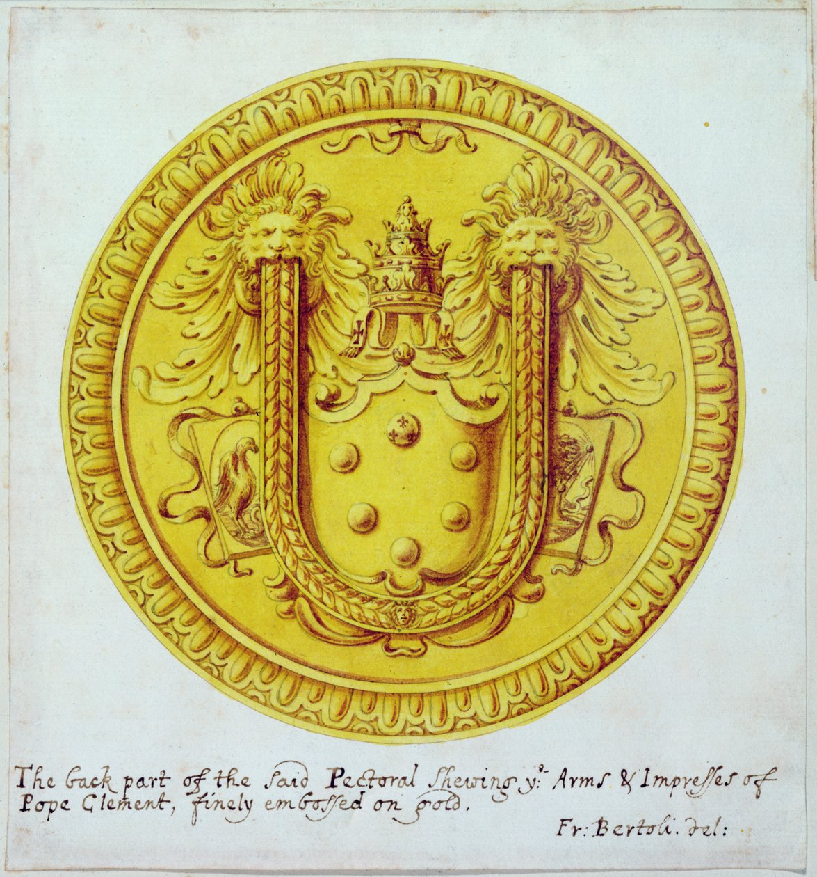 后视图的黄金和珠宝的胸脯装饰为教皇克莱门特七世由Cellini在c.1523-34,1729 作者 F·贝托利