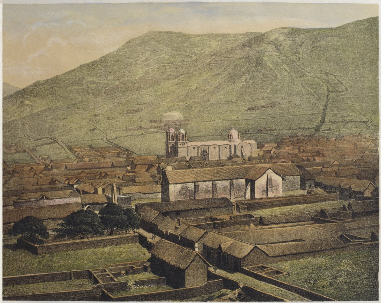 普诺的一般视图，来自&39;Geografia del Peru&39;的插图由Mariano，Felipe Paz Soldan（1821-86）板块XXXVIII，1863 作者 德拉曼（F. Delamare）