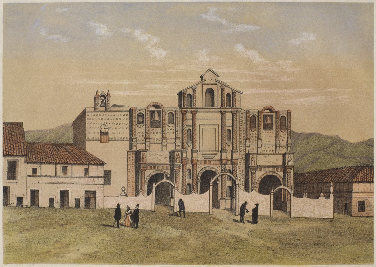 圣卡塔利娜教堂，Cajamarca，插图来自&39;Geografia del Peru&39;由Mariano，Felipe Paz Soldan（1821-86）板IX，1863 作者 德拉曼（F. Delamare）