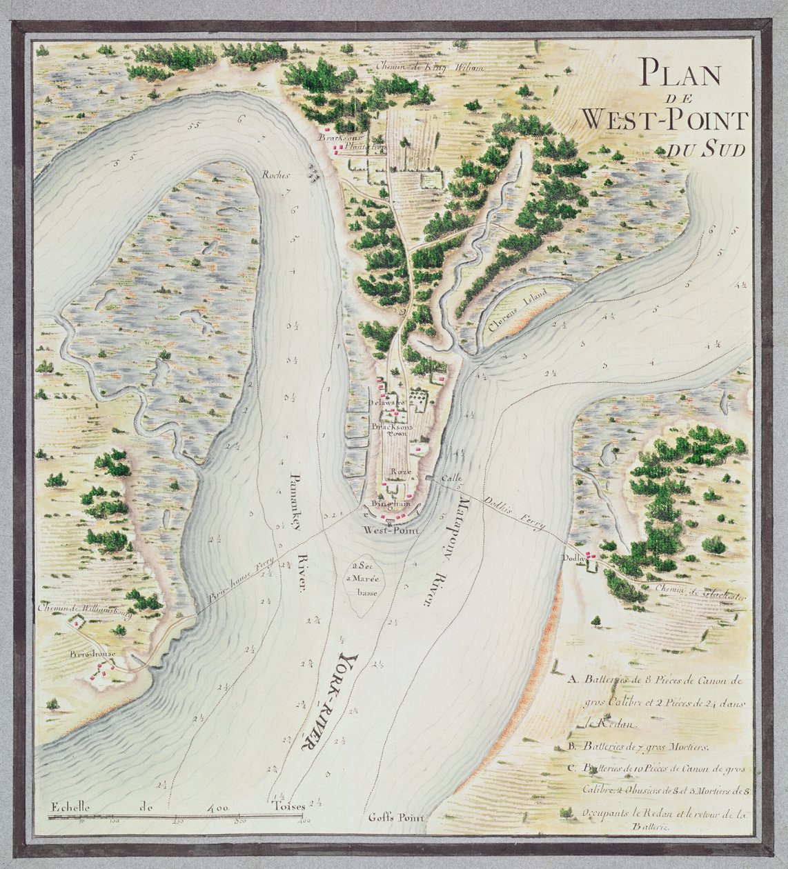 弗吉尼亚州西南角地图，来自&39;Guerre de l&39;Amerique&39;，1782年（彩色雕刻） 作者 杜布格