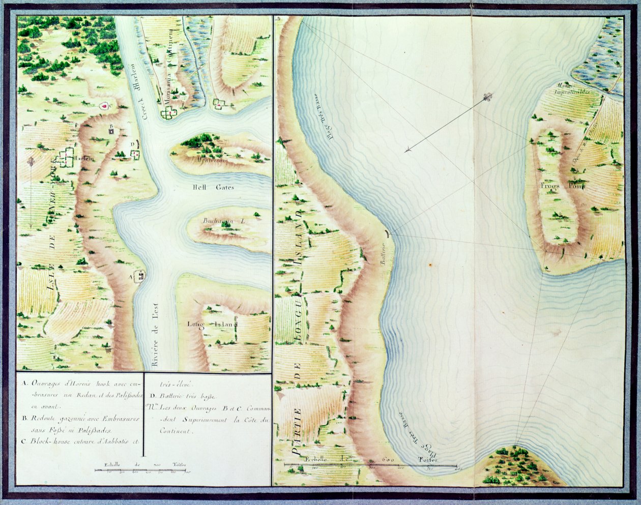 从&39;美国战争&39;，1780-81（彩色雕刻）中识别国王桥（地狱之门） 作者 杜布格