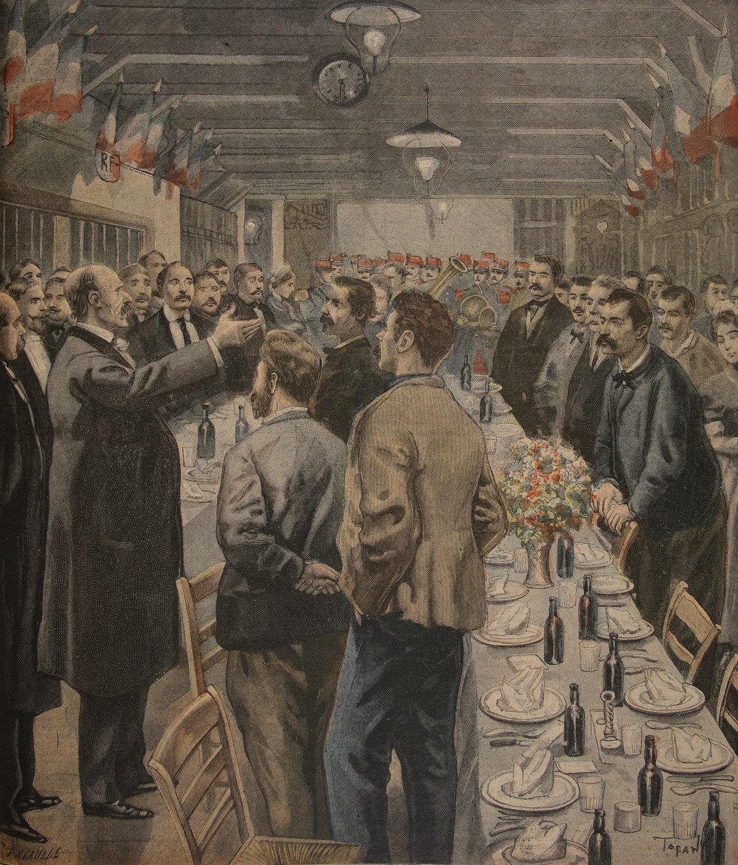 1900年1月23日，“Le Petit Journal：Supplement illustre”中的1900年世界博览会工人的晚宴 作者 佛罗里达州和托法尼，奥斯瓦尔多·梅奥勒