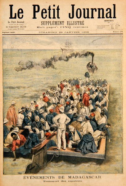 马达加斯加的事件：法国军队的遣返，Le Petit Journal的插图，1896年1月20日（彩色雕刻） 作者 佛罗里达州和托法尼，奥斯瓦尔多·梅奥勒