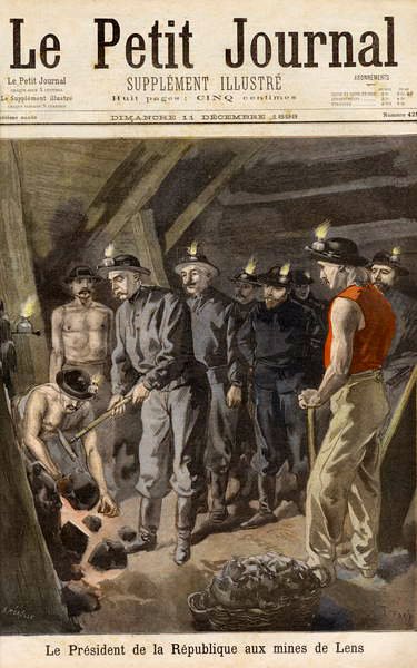 费利克斯福雷（1841-99）共和国总统，在Lens的矿山，来自Le Petit Journal，1898年12月11日 作者 佛罗里达州和托法尼，奥斯瓦尔多·梅奥勒
