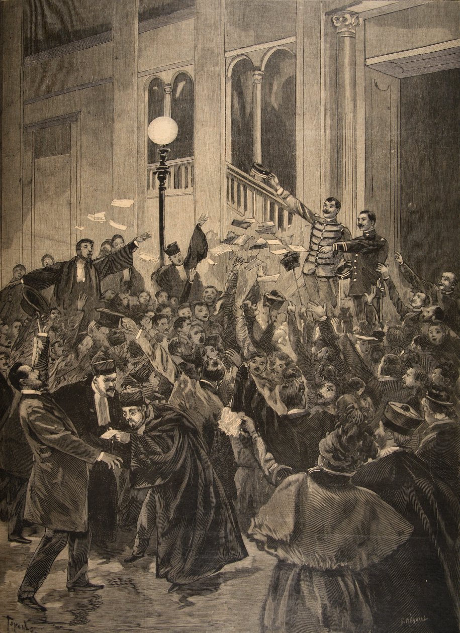 Zola事件的判决，来自&39;Le Petit Journal：Supplement illustre&39;的插图，1898年3月6日 作者 佛罗里达州和托法尼，奥斯瓦尔多·梅奥勒