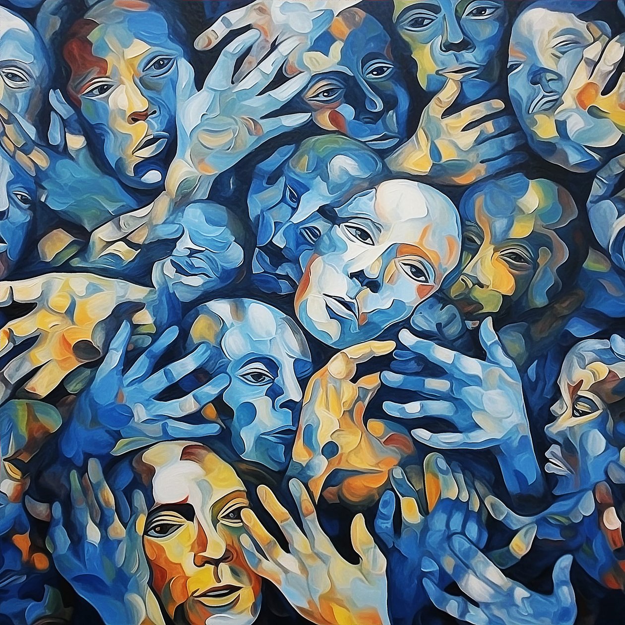 画布上的一群人，当代墙面艺术画，按需打印 作者 法赫塔利·阿卜杜勒拉希姆