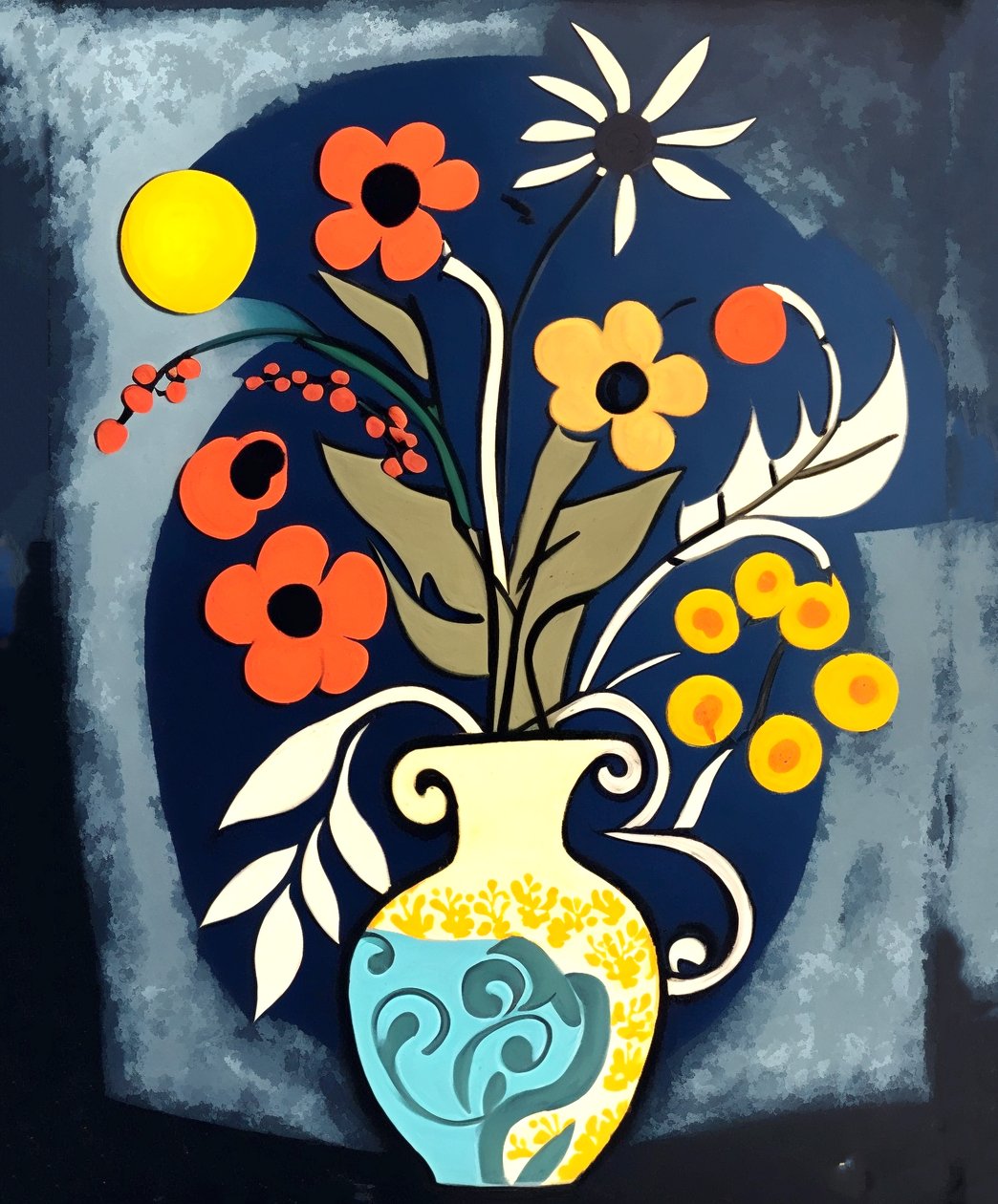 抽象印象派绘画花瓶中的花朵, 壁画 | 帆布打印 作者 法赫塔利·阿卜杜勒拉希姆