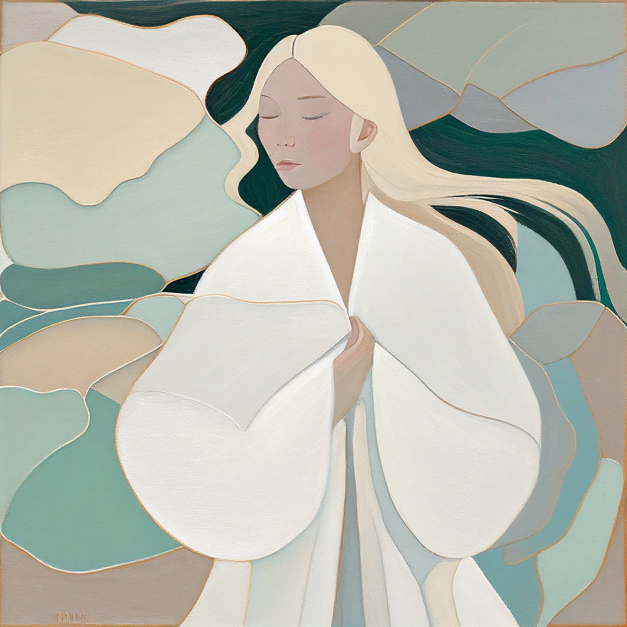 美丽的金发女郎画布肖像，按需墙面打印 作者 法赫塔利·阿卜杜勒拉希姆