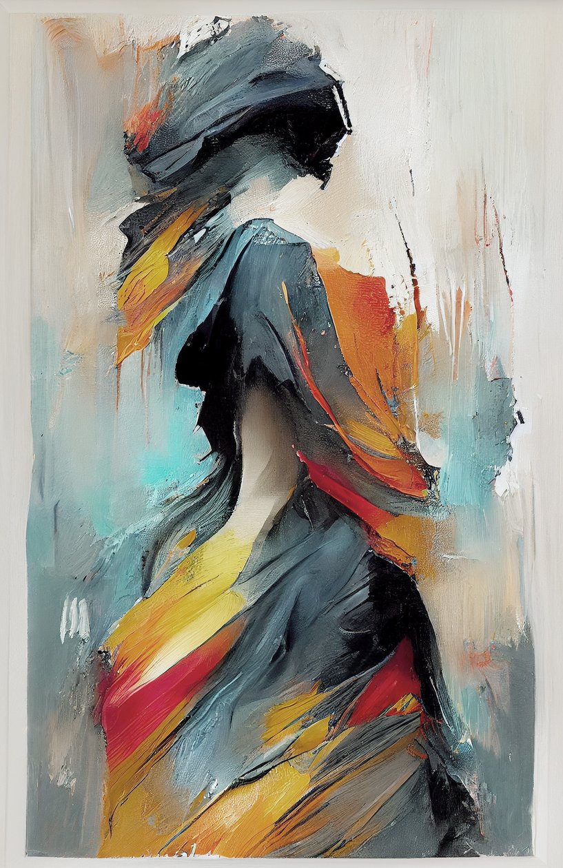 跳舞的女孩，抽象表现主义油画，壁画版画 作者 法赫塔利·阿卜杜勒拉希姆