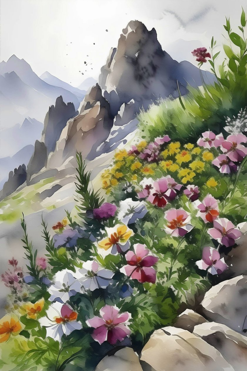 山峰 花卉、植物和自然景观 壁画打印 作者 法赫塔利·阿卜杜勒拉希姆