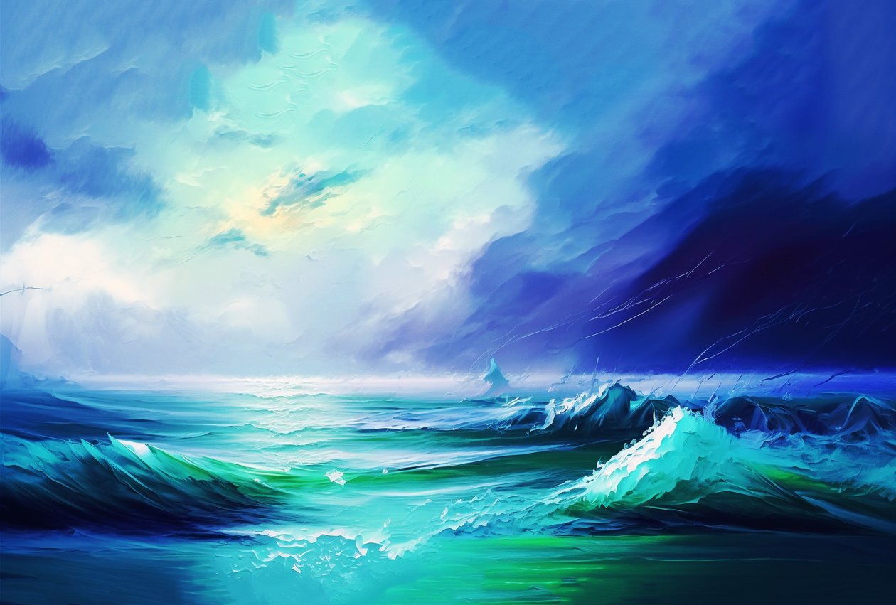 抽象画海景粉彩，帆布和壁画打印在线 作者 法赫塔利·阿卜杜勒拉希姆