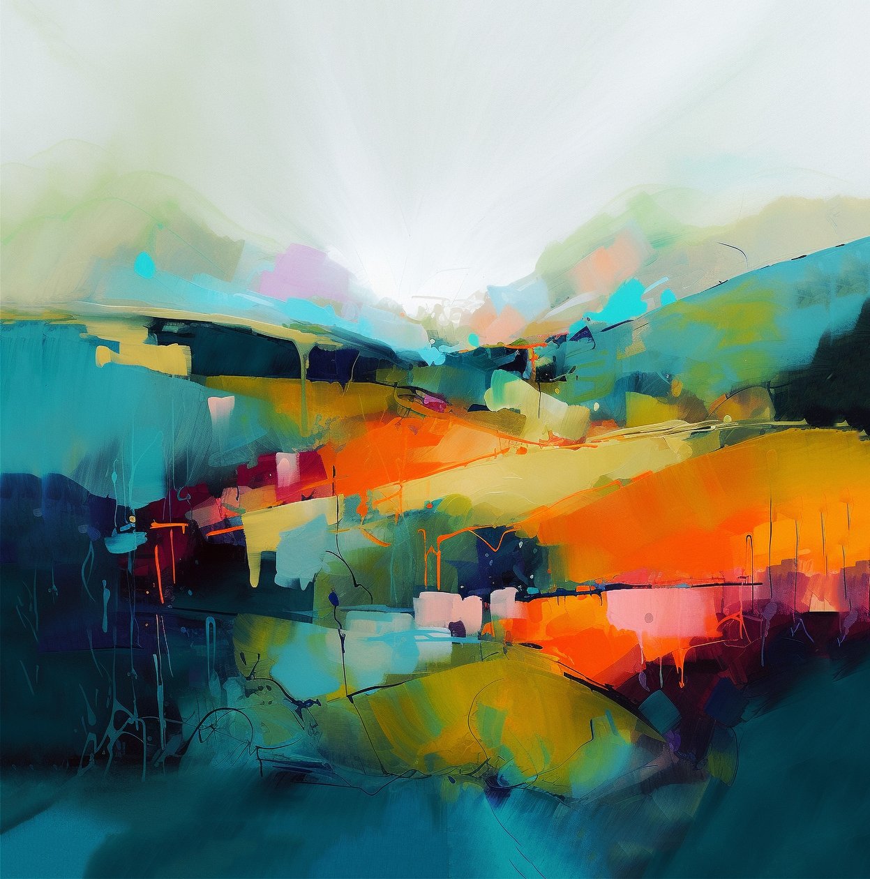现代抽象风景、画布和墙框按需印刷 作者 法赫塔利·阿卜杜勒拉希姆