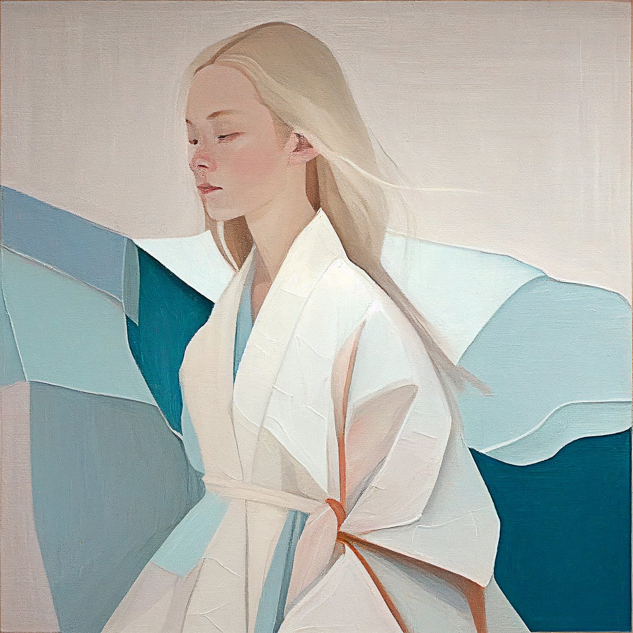 金发美女肖像, 抽象绘画, 壁画打印 作者 法赫塔利·阿卜杜勒拉希姆