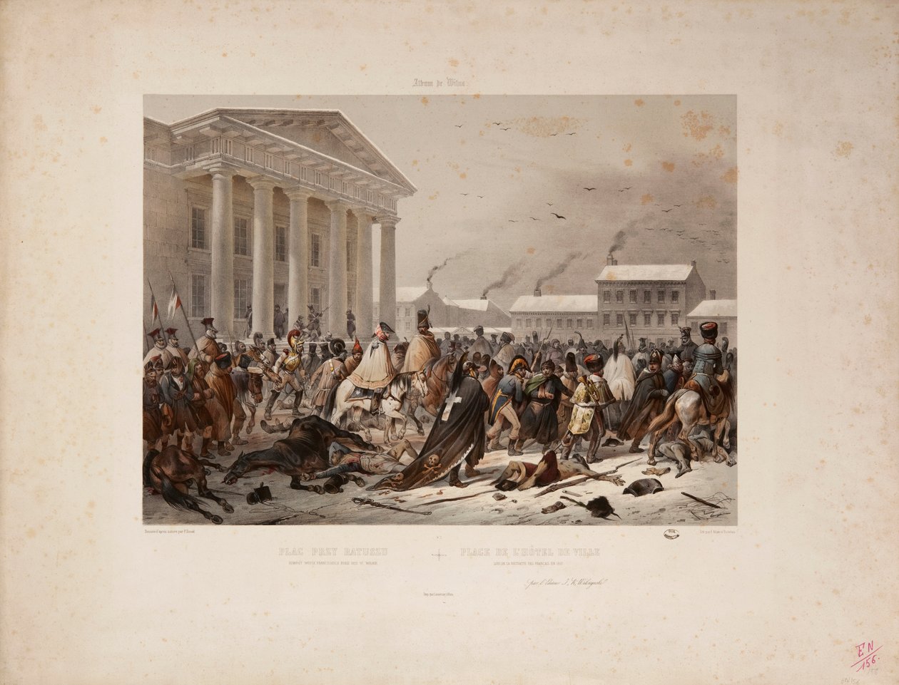 在维尔纳市政厅广场撤退法国军队，由Victor Adam（1801-66）和Louis Pierre Alphonse Bichebois（1801-50）1812刻制 作者 丹尼尔