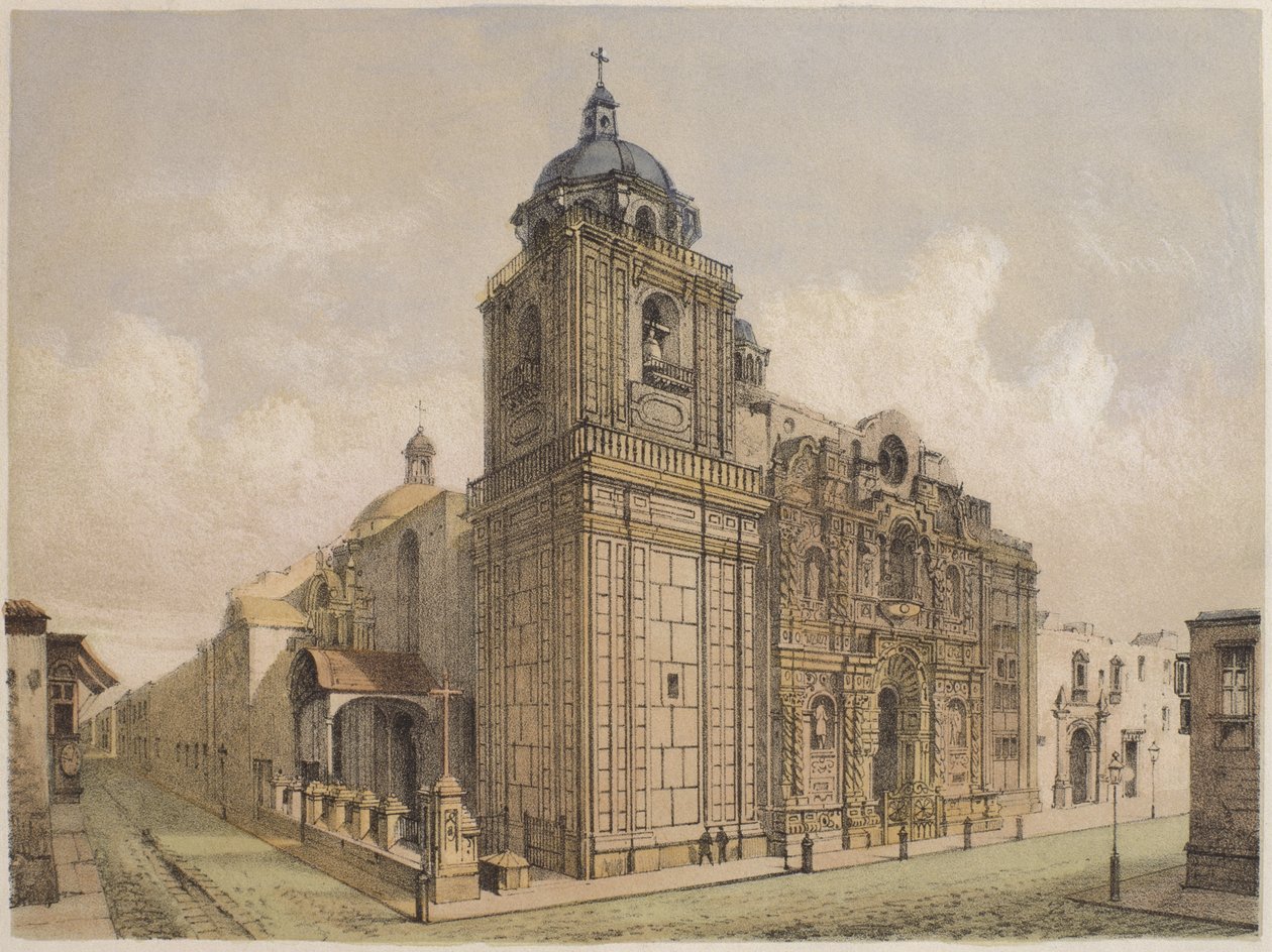 La Merced教堂，利马，插图来自&39;Geografia del Peru&39;由Mariano，Felipe Paz Soldan（1821-86）板XXV，1863 作者 德拉曼（F. Delamare）