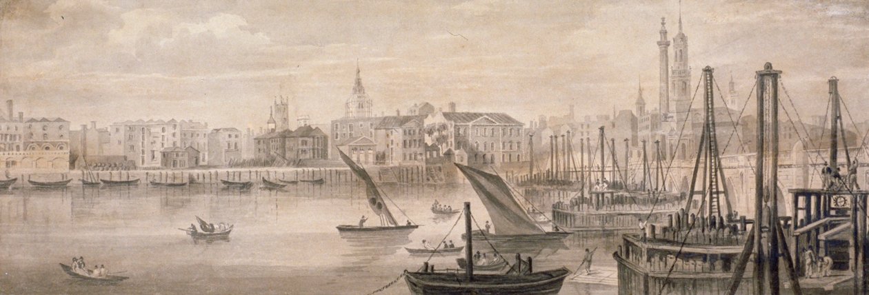 伦敦老桥，1826年。          作者 杰克逊