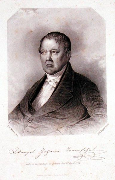 温泽尔-约翰-托马舍克（1774-1850）的肖像，由阿尔伯特-亨利-佩恩（1812-1902）刻制。 作者 FT（后）迈耶