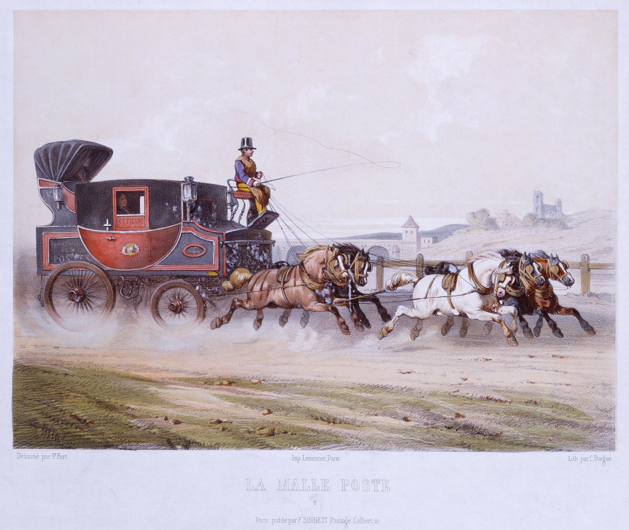 邮件教练，由Charles Bargue（1826-83）镌刻 作者 F.后堡